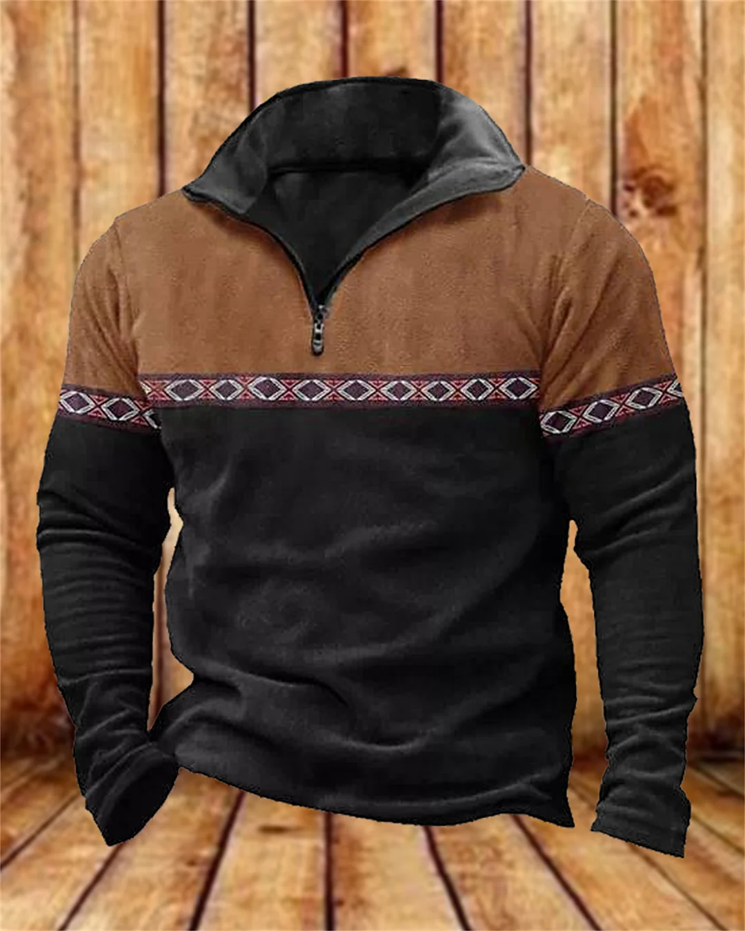 Suitmens Men's Fleece Southwestern Style Zipper Hooded 00399