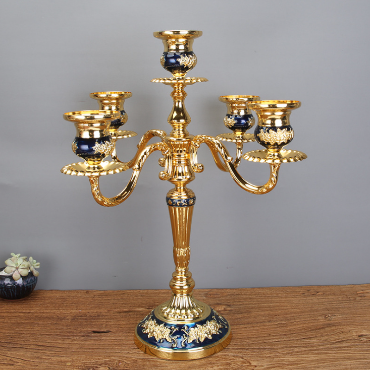 2pcs Bronze Metal Candle Holders with 5-Arms Holder/ 3-Arms Holder