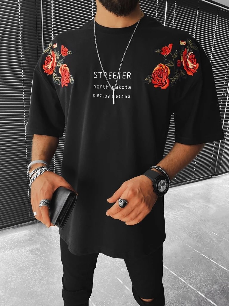 Floral Print Short-sleeved T-shirt、、URBENIE