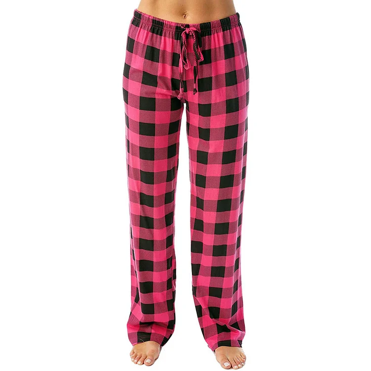 Buffalo Rose Red Plaid Pajama Pants for Women