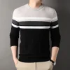 Men's Fashionable Round Neck Wool Striped Sweater