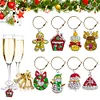 8PCS DIY Diamond Painting Art Santa Wine Glass Charms Snowman Wreath Pendant Kits
