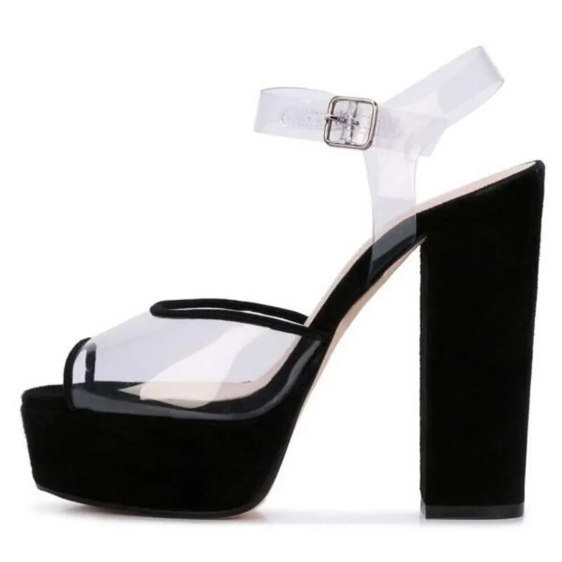 TAAFO Women's High Heel Sandals 13 Cm Women's Shoes Thick Heeled Sandals 