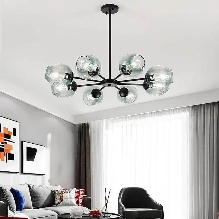 LED Glass Globe Electroplated Nordic Chandelier