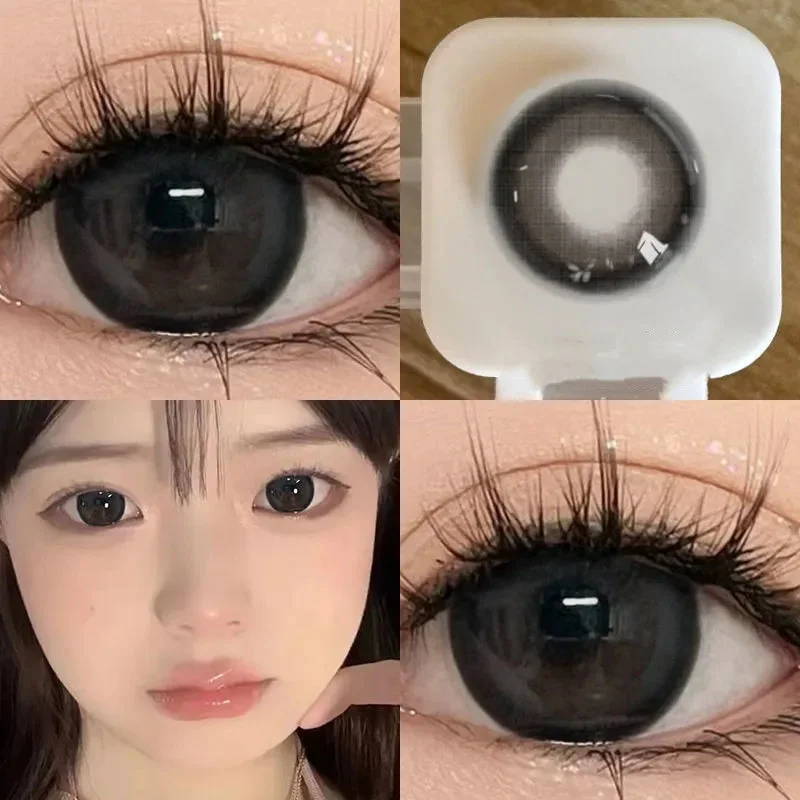 Sdrawing 1pair/2pcs Black Large Diameter Color Contact Lenses Men with Diopter Myopia Fashion Color Contact Lenses Natural