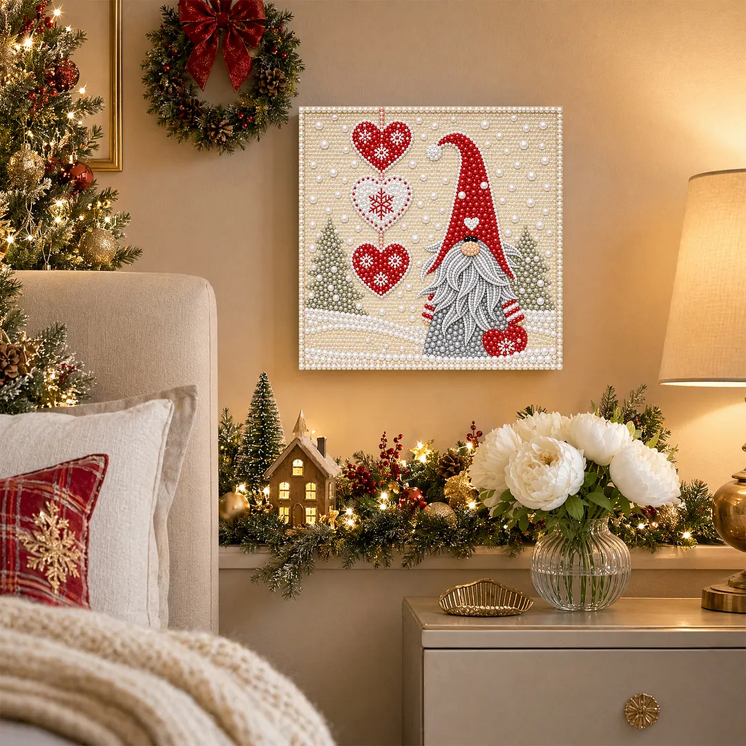 Framed Pearl Painting Kit Gnome 7.87x7.87in