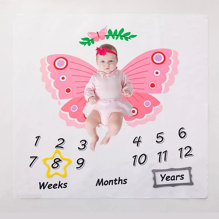 Baby Butterfly Monthly Growth Milestone Blanket