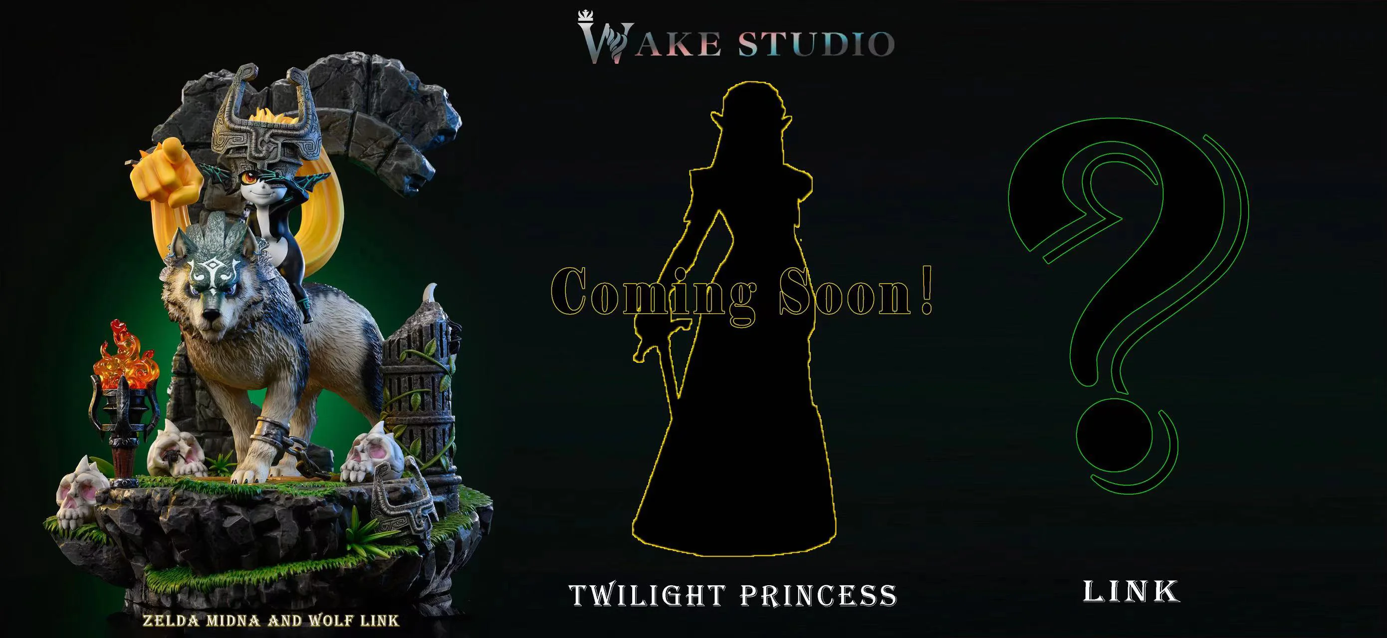 ゼルダの伝説 Wake-STUDIO リンク ミドナ フィギュア ゼルダの伝説 ドリームスタジオ ウルフリンク ミドナ 樹脂像