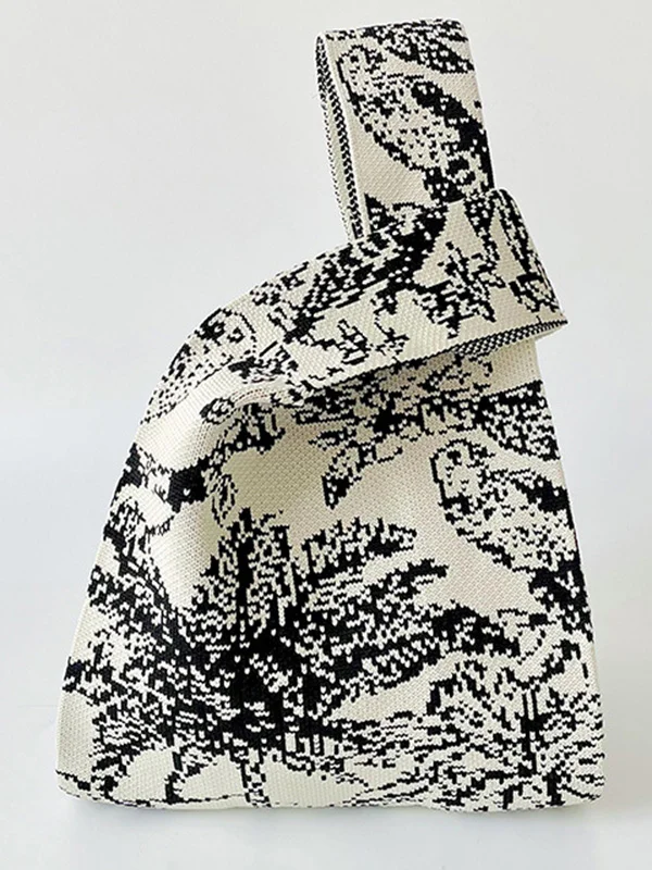 Contrast Color Printed Woven Bags Handbags