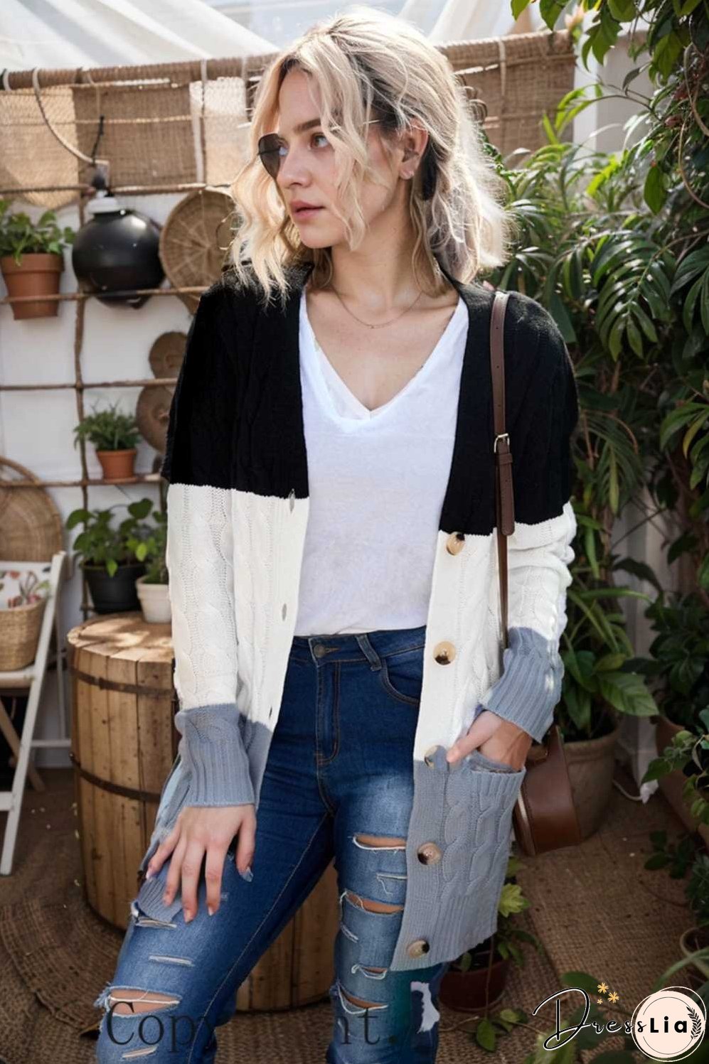 cozy cable knit button front long sleeve cardigan