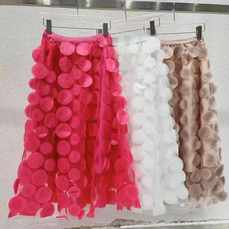 Fashion dot Patchwork Tulle Skirts Spring