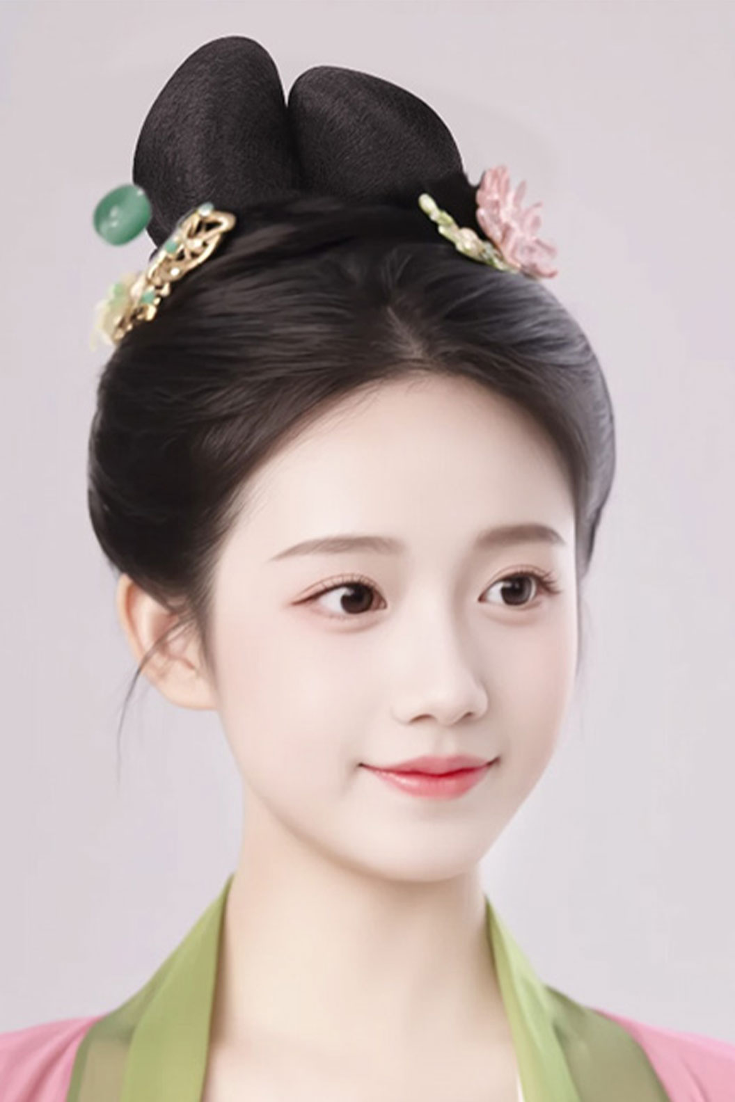 Chinese Hair Bun Twin Buns Tang Dynasty Hanfu  Wig Stupa Stones