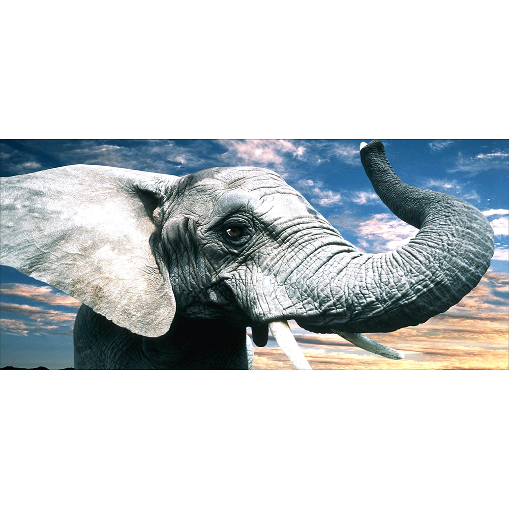 

60*30CM - Round Drill Diamond Painting - Elephant, 501 Original