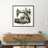 (Stamped/Counted) Retro Floral Sewing Machine - 14CT/18CT Cross Stitch 40*40cm/15.75*15.75in