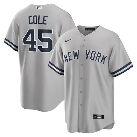 Men's New York Yankees #45 Gerrit Cole  Gray Road Replica Player Name Jersey