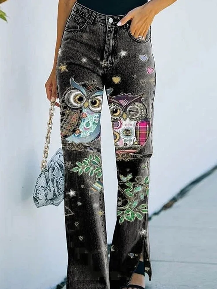 Daily Floral Graphic High Waisted Pocket Flared Pants