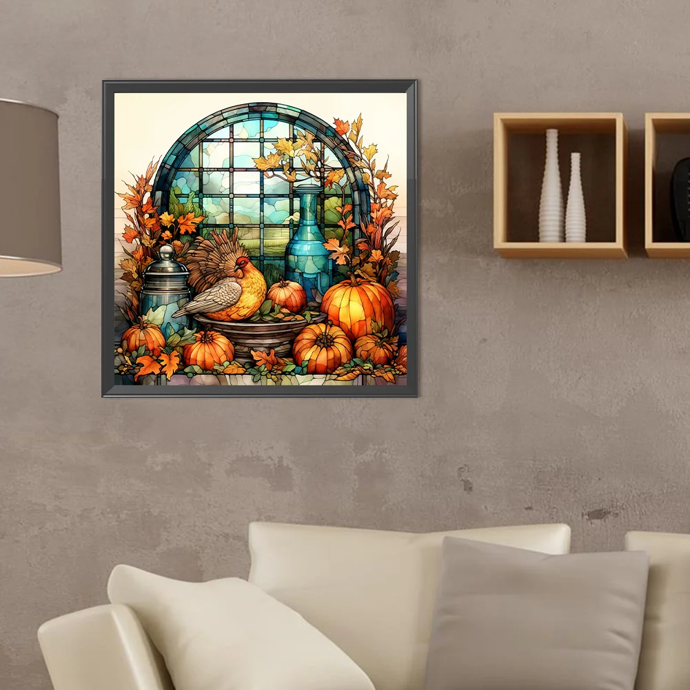 Diamond Painting - Full Round Drill - Pumpkin Turkey(Canvas|40*40cm)