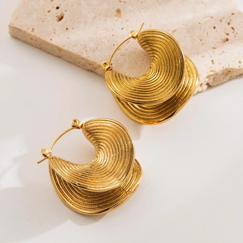 1 Pair Vintage Style Exaggerated Solid Color 304 Stainless Steel 18K Gold Plated Earrings3