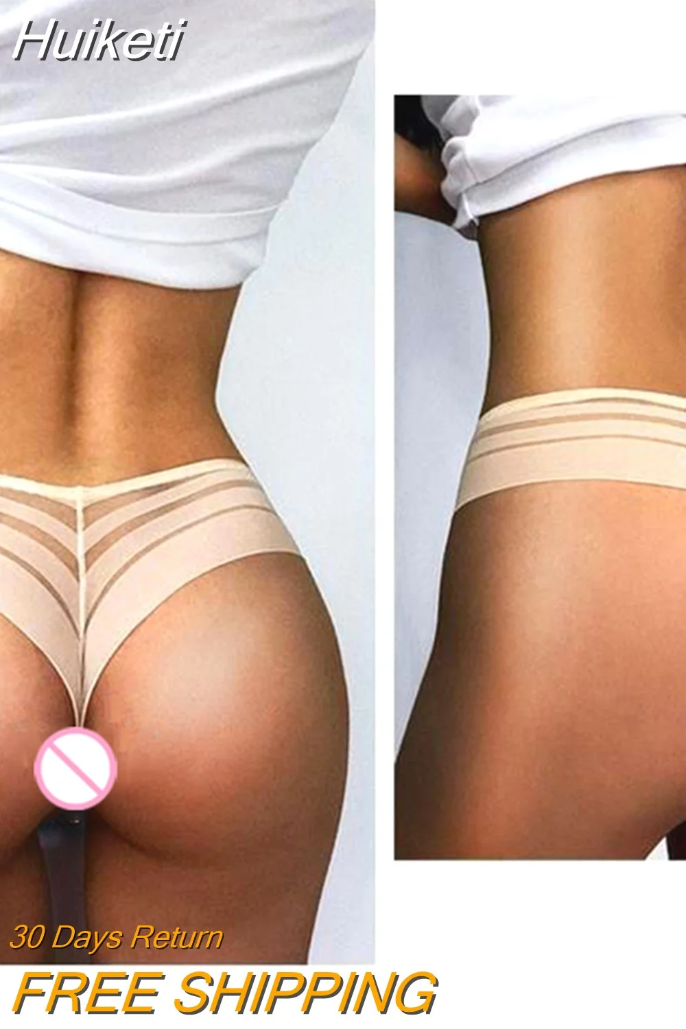 Huiketi Women's Panties Seamless Perspective Transparent Underwear Sexy Women Underpants Female Thong Brazilian Lingerie