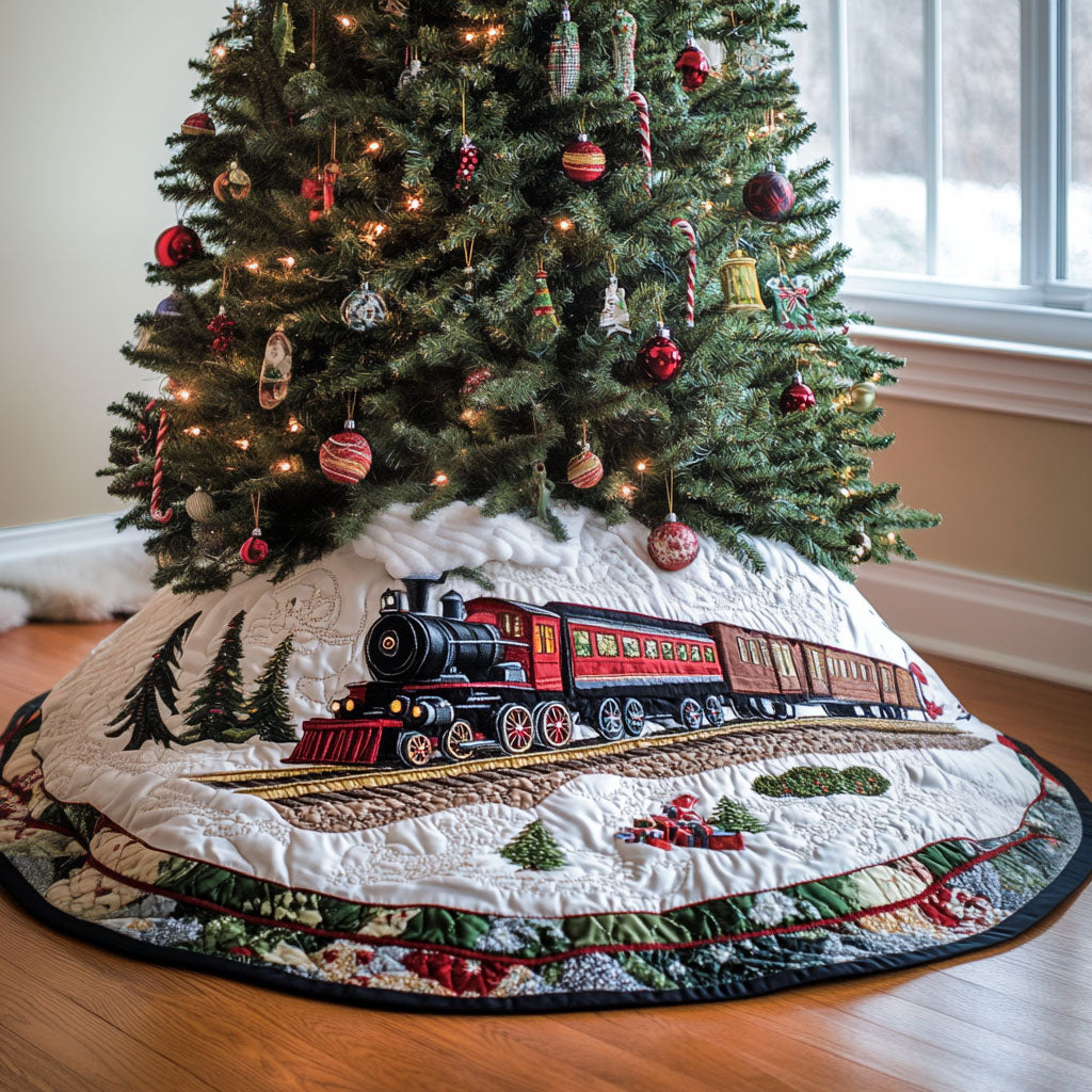 Golden Serenity Quilted Christmas Tree Skirt NCU0PT2699