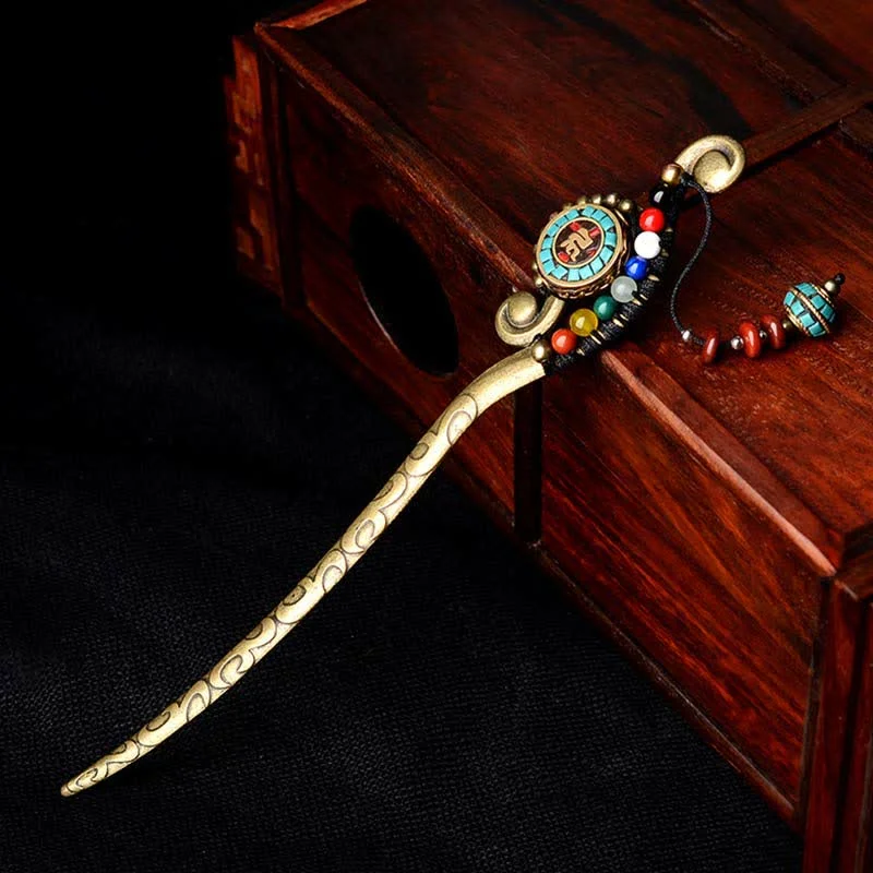 Tibetan Turquoise Agate Protection Hairpin Decorations