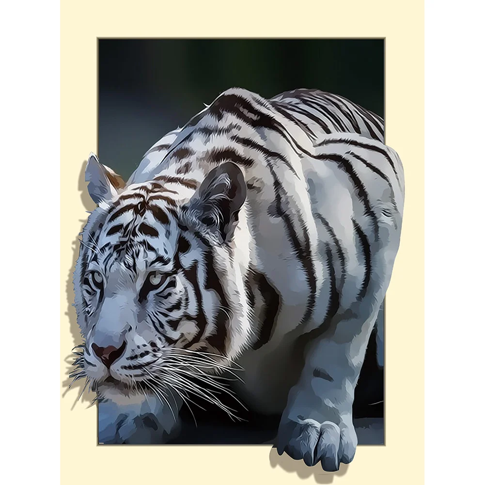 White Tiger - Full Round - Diamond Painting(35*45cm)
