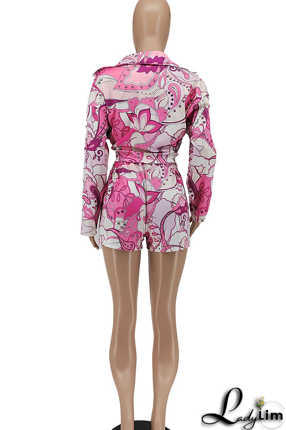 Green Fashion Sexy Print Patchwork Turndown Collar Long Sleeve Three Pieces