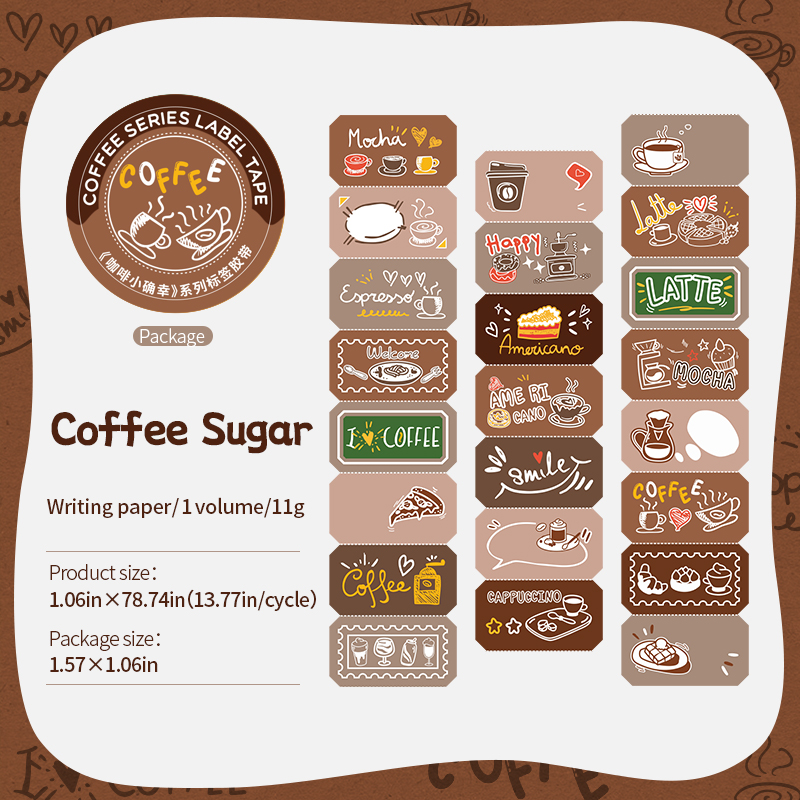 Tape - 27mm*200cm Coffee Is Lucky Series Vintage Coffee Label Landscaping 