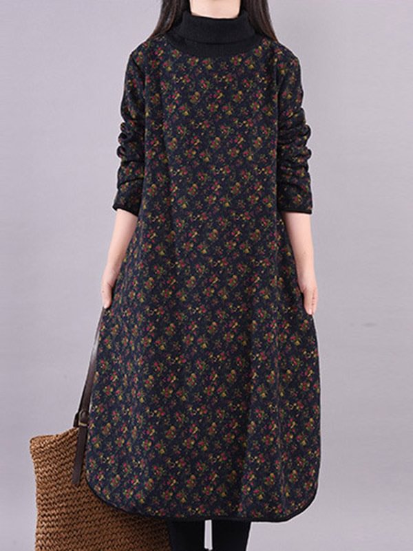 Original Floral High-Neck Dress