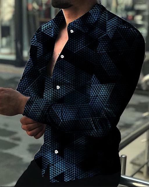 Trendy gradient lapel casual long-sleeved shirt