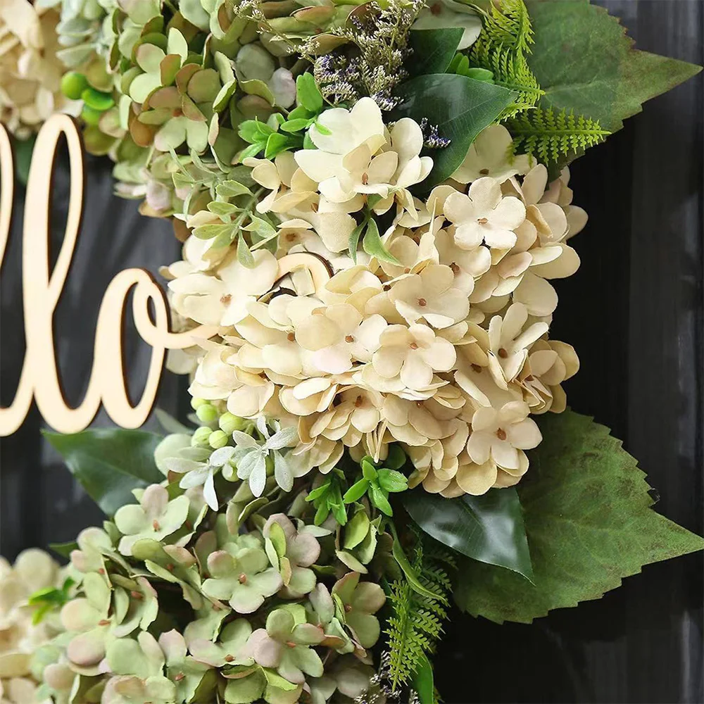 New hello hydrangea vine circle wreath window decoration