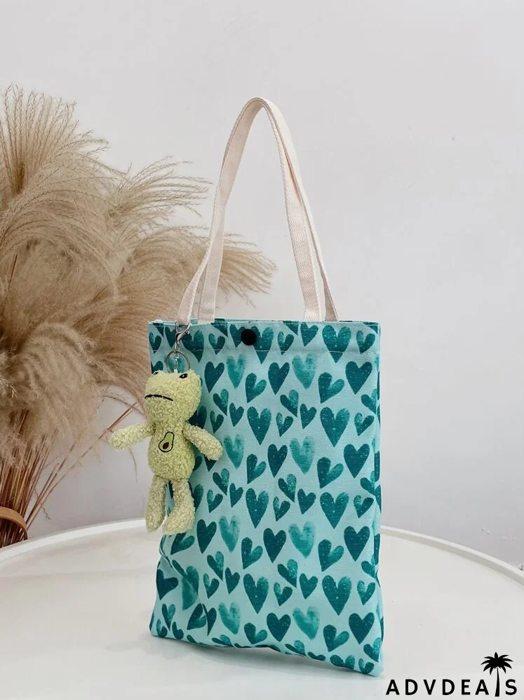 Cartoon Charm Heart Pattern Tote Bag