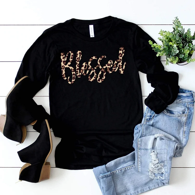 Blessed Leopard Long Sleeve Tee-Annaletters