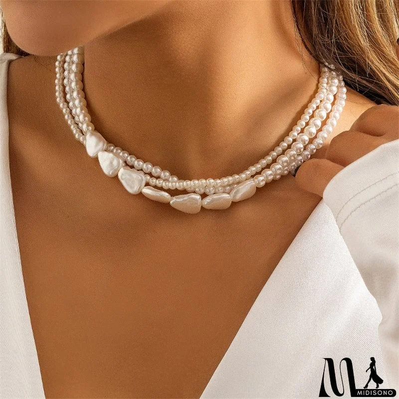 MidiSono - Stylish Knitting All Match Artificial Pearls Beads Necklace