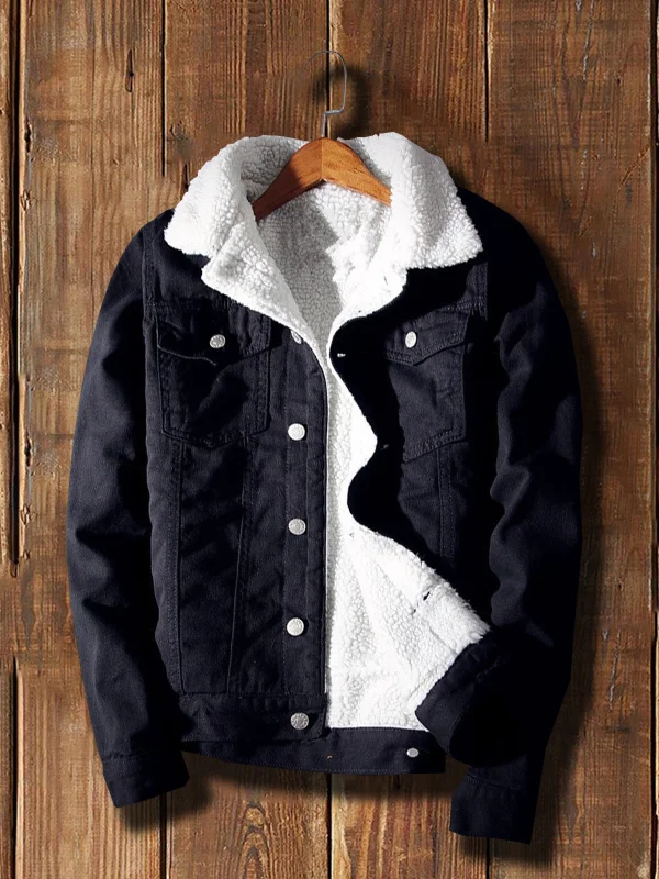 men's lamb fleece denim jacket loose jacket coat