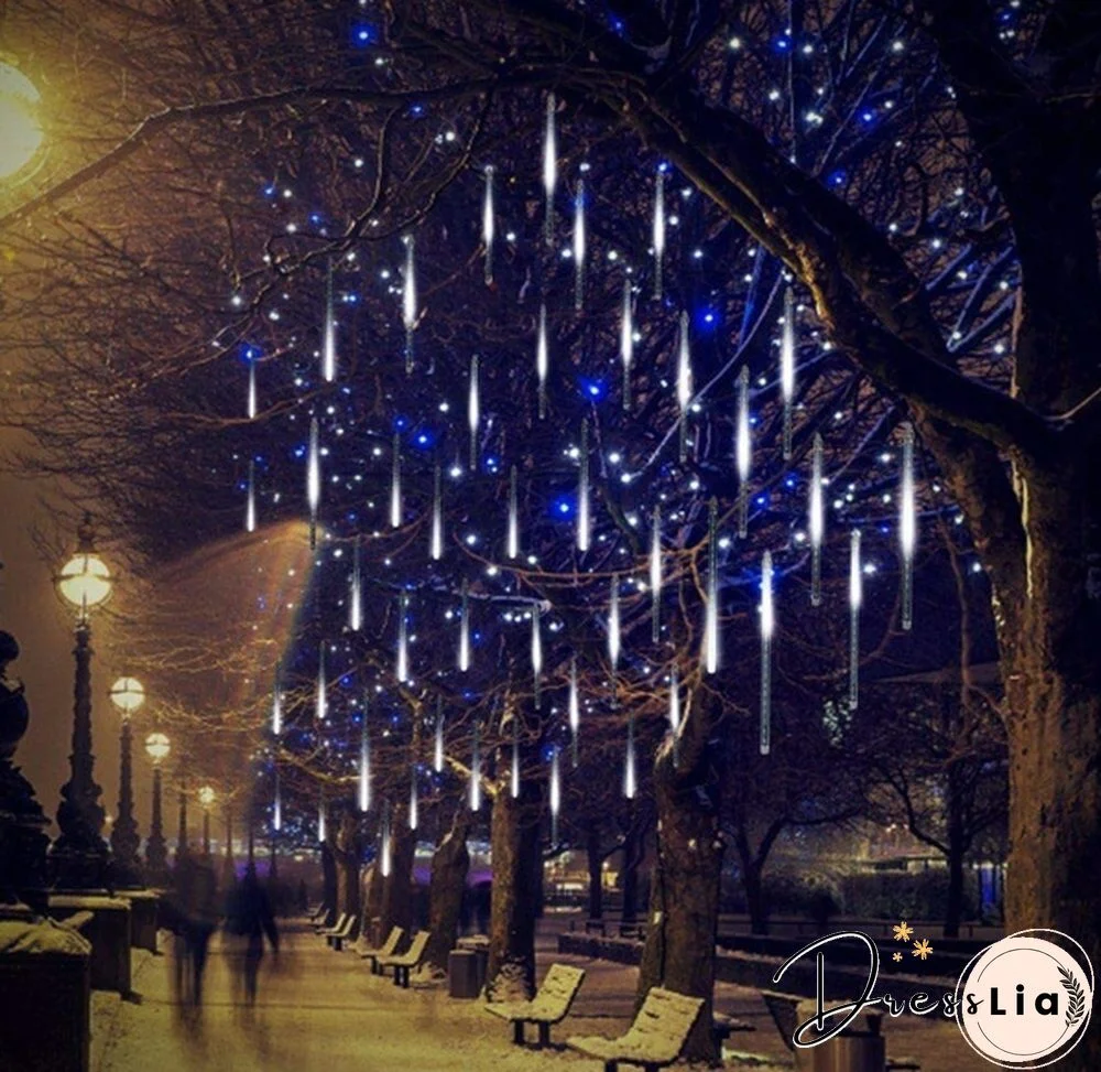 8PCS/1SET 30CM/50CM Waterproof LED Meteor Shower Rain Lights Falling String Lights for Outdoor Home Garden Wedding Party Holiday Christmas Lights