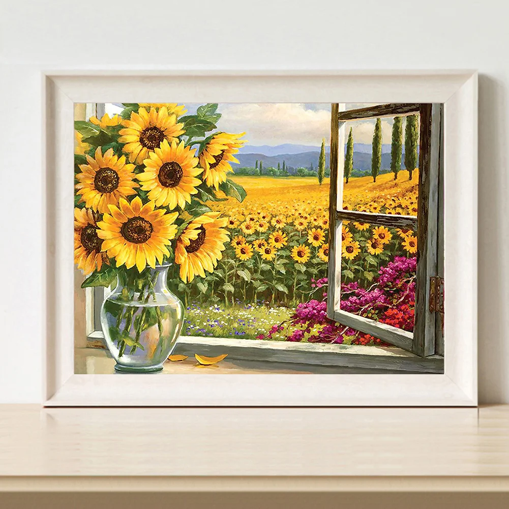 14CT Full Stamped Cross Stitch - Sunflower(Canvas|40*50CM)