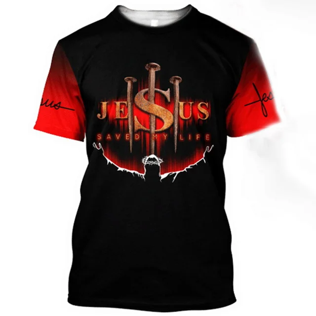 Jesus Christ Men's T-Shirts 3D Printed T-Shirt O-Neck Vintage Short Sleeve Tops at Hiphopee