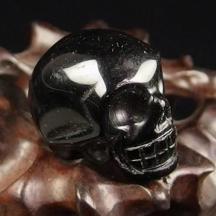 Natural Crystal Skull Halloween Decoration-Obsidian