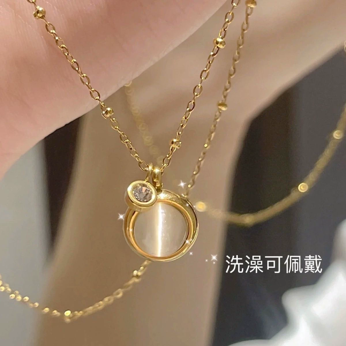 Chinese Lucky Character Gold-Plated Necklace