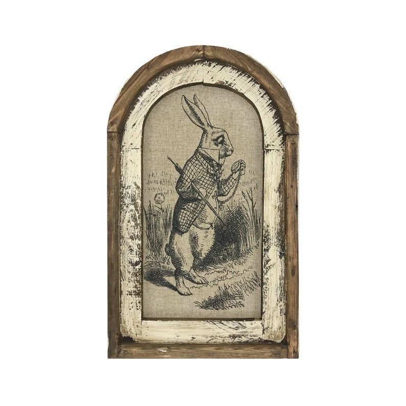 White Rabbit Wall Art Rustic Farmhouse Decor