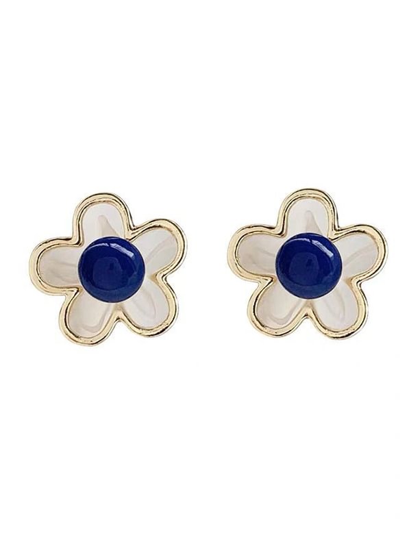 Simple Blue See-Through Flower Earrings