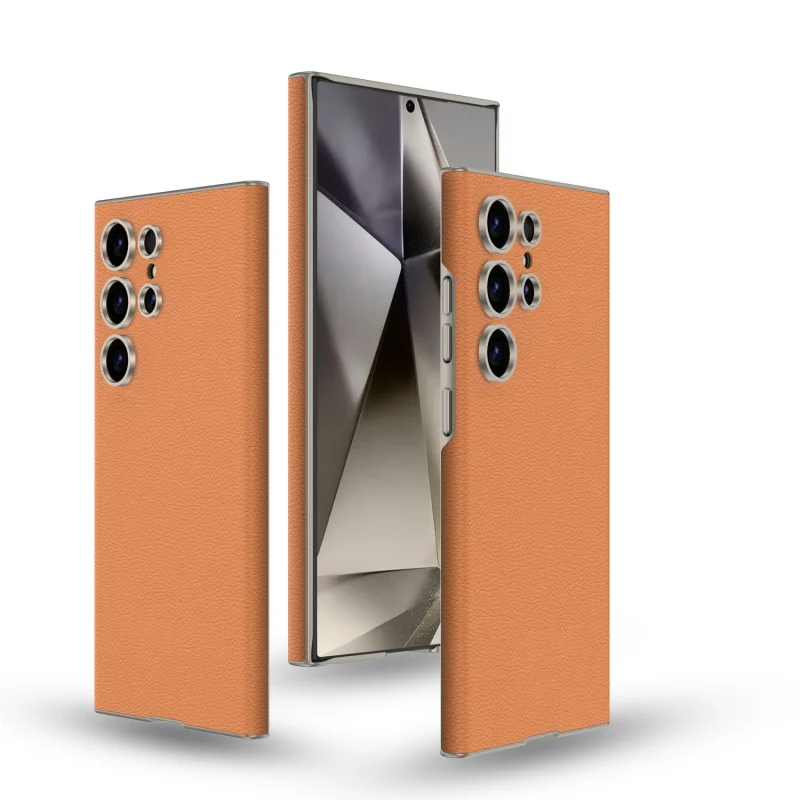 Samsung S24Ultra Skin Feeling Plain Leather Full Edge Curved Case