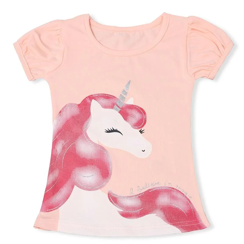 Black White Tees For Girl Boys T-shirts Short Sleeve Summer Clothes Cartoon Unicorn Unisex Tops Girl T shirts 3-8T Kids Clothing