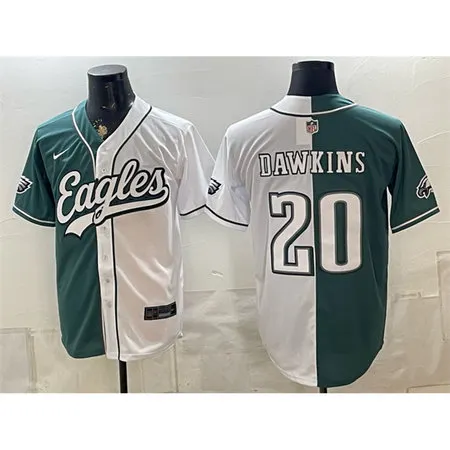 Men's Philadelphia Eagles #20 Brian Dawkins Green Split Stitched Jersey