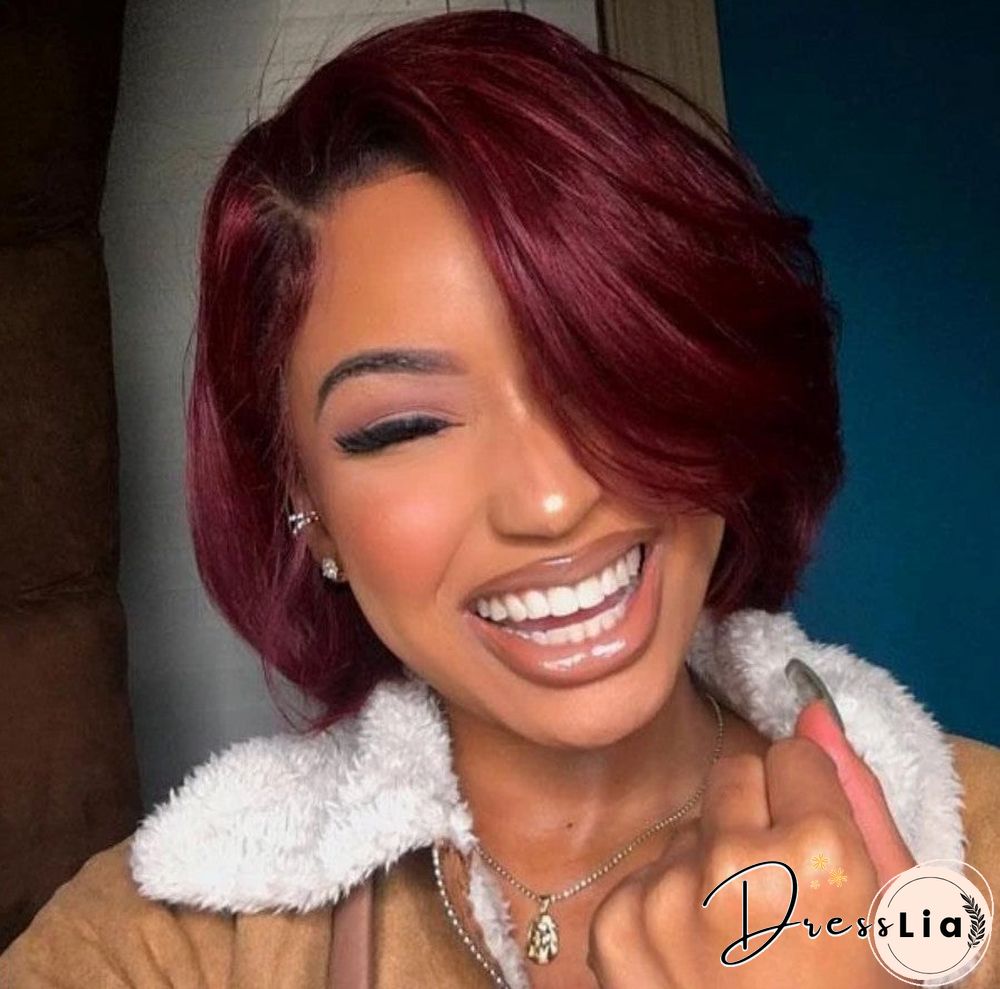 New Trend Short Curly Hair Female Wine Red Headgear