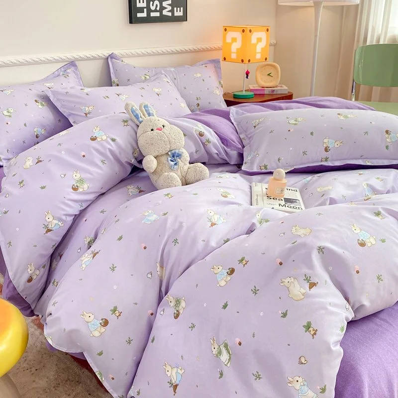 Aonga Cute Dog Bedding Set New Arrival Blue Twin Queen Duvet Cover Flat Sheet Pillowcase No Filler Girl Boys Hotel Home Bed Linens aonga