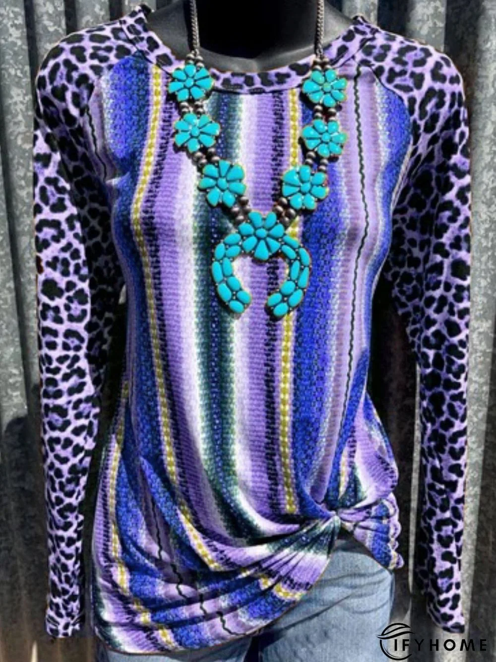 Casual Long Sleeve Printed Tunic Top | IFYHOME