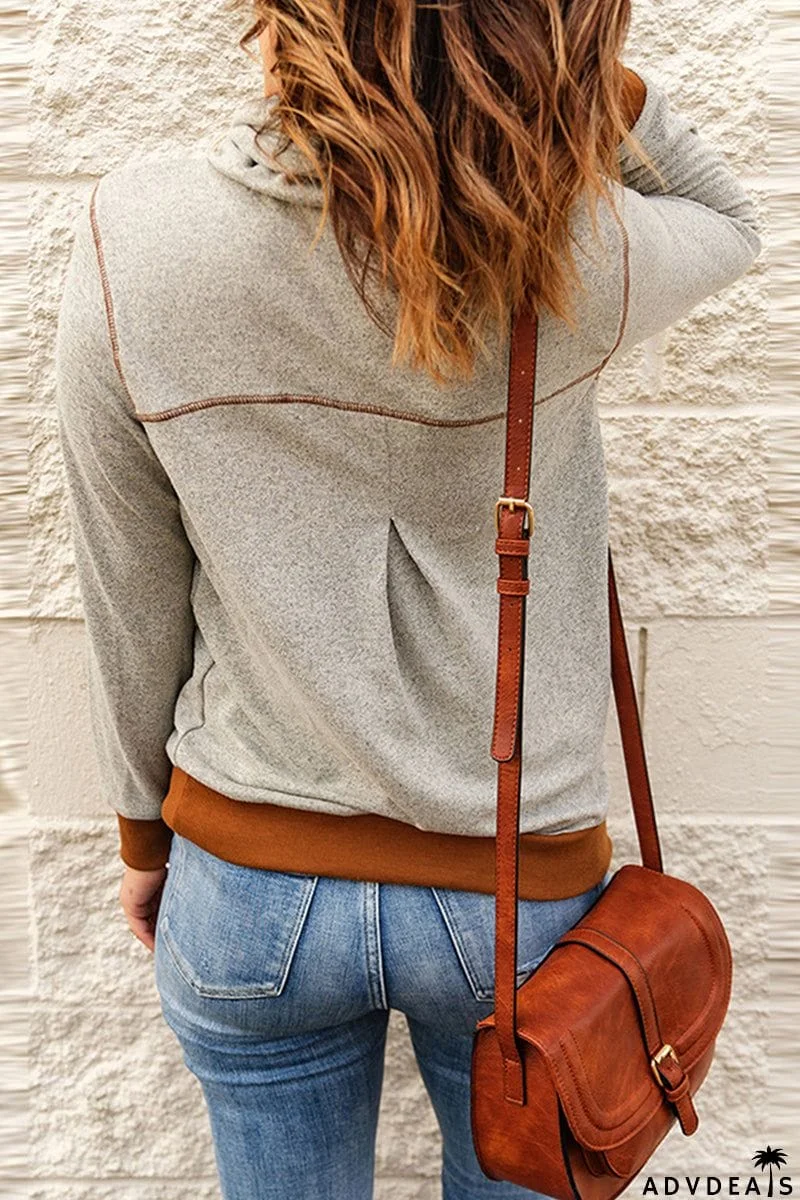 Casual Solid Contrast Asymmetrical Collar Tops