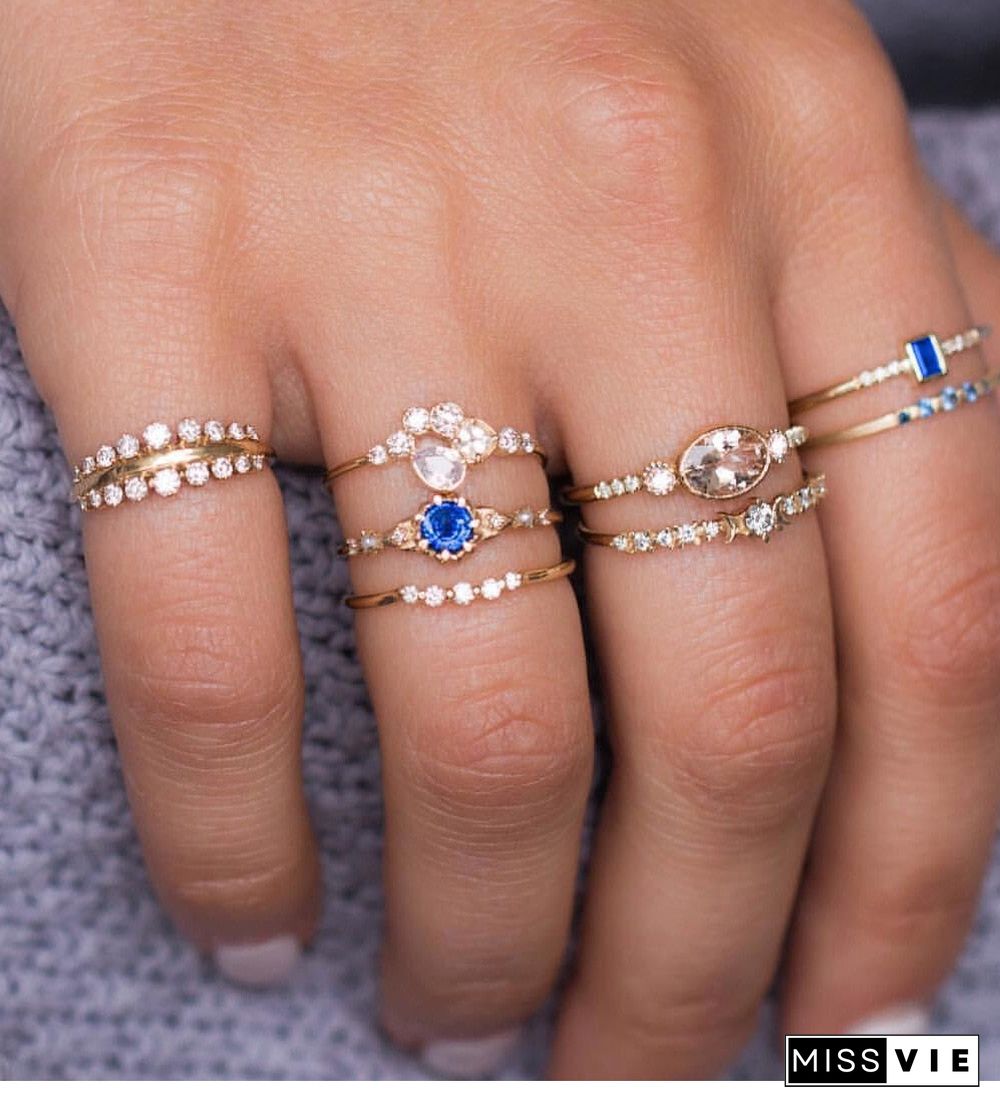 30 Styles Trendy Boho Midi Knuckle Ring Set For Women Crystal Geometric Finger Rings Fashion Bohemian Jewelry